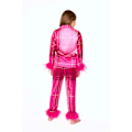 Miniatyrbillede 2 af 5: 7-13 år Småbørn Pige Pyjamas Julepyjamas til Småbørn Piger Små Børn Langærmet Nattøj Knap Satin Pyjamassæt Rose Red 10T