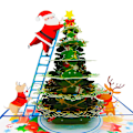 Miniatyrbilde 5 av 5: Julenissen pynter juletre 3D Pop Up-kort, en herlig juleoverraskelse