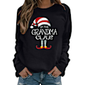 Miniatyrbillede 1 af 3: Jule Kvinder langærmet T-shirt pullover løs afslappet gave Black L
