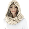 Miniatyrbild 1 av 2: Unisex Mjuk Stickad Huva Halsduk Vinter Wrap Cirkel Loop Halsvärmare Beige
