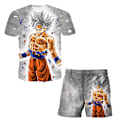 Miniatyrbild 1 av 3: Dragon Ball Barn Pojkar Nattkläder Kortärmad T-shirts Toppar Shorts Sommar Outfit Sovkläder Pyjamas Set #1 140cm