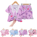 Miniatyrbild 4 av 5: 2-pack Sanrio Kuromi Pyjamas för flickor och pojkar, kortärmad tröja och byxor, sovkläder, hemkläder C 5-7Years