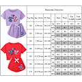 Pikkukuva 3 / 3: Lasten tyttöjen Stitch-verryttelypuku Söpö sarjakuva-anime lyhythihainen T-paita + shortsit Setti Rento urheiluasu Red 140cm