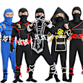 Miniatyrbilde 2 av 3: Ninja Kostyme for Barn Gutter Jenter Tilbehør Antrekk Sett Karneval Nytt C S