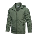 Miniatyrbilde 1 av 2: Vindtett fritidsjakke for menn med trykk, hette og sømmer Army Green 4XL