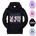 Miniatyrbillede 4 af 5: Børnepiger Taylor Swiftie Print Hættetrøje Sweatshirt Julegave Casual Pullover Toppe Grey 140cm