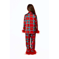 Miniatyrbillede 2 af 5: 7-13 år Småbørn Pige Pyjamas Julepyjamas til Småbørn Piger Små Børn Langærmet Nattøj Knap Satin Pyjamassæt Red 10T