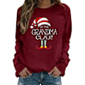 Miniatyrbillede 1 af 3: Jule Kvinder langærmet T-shirt pullover løs afslappet gave red wine M