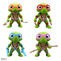 Pikkukuva 1 / 2: 4 kpl/setti Ninja Turtles Minihahmot Lelut Keräily Malli Figuriini Nukke Kakun Koristeluun 4PCS