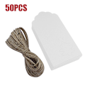 Pikkukuva 1 / 5: 50 kpl Joulukuusi Ripustettavat Kraft Paper Lahjalaput Kortti Narulla white 50PCS