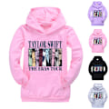 Miniatyrbillede 5 af 5: Børnepiger Taylor Swiftie Print Hættetrøje Sweatshirt Julegave Casual Pullover Toppe Grey 140cm