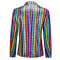 Miniatyrbild 3 av 6: Paljettkostym för män, Slim Fit, 70-tals Disco Outfit, Bal, Halloweenfest, Glittrig Kostym Multicolour 2XL