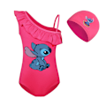 Miniatyrbillede 1 af 3: Piger Stitch Tegneserie Print Badetøj Badedragt Bikini med Badehætte Sæt #1 140cm