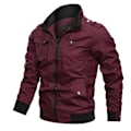 Miniatyrbild 1 av 2: Lättvikts Zip Up Jacka för Män, Bomullsjacka, Casual, Arbetskläder, Golfkläder Wine Red 3XL
