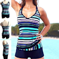 Miniatyrbild 1 av 3: Färgglada randiga tankini för kvinnor för stranden multicolour XL