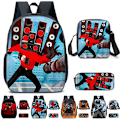 Miniatyrbild 10 av 10: 3 st/förpackning Skibidi Toalett Ryggsäck Axelväska Ryggsäck med Crossbody Väska Pennfodral A