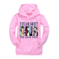 Miniatyrbillede 1 af 5: Børnepiger Taylor Swiftie Print Hættetrøje Sweatshirt Julegave Casual Pullover Toppe Pink 140cm