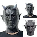 Miniatyrbild 2 av 3: Läskig demonmask för Halloween, Thanksgiving och juldekorationer - Högkvalitativt latex för en autentisk skräcklook Black