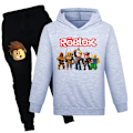 Miniatyrbild 1 av 3: Barn Pojkar Roblox Spårjacka Hoodie Topp + Byxor Set Superhjälte Grey 140cm