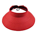 Miniatyrbillede 2 af 5: Dame Roll Up Bred Sløjfe Hat Kasket Foldbar Justerbar Solskærm red