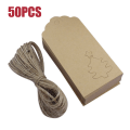 Pikkukuva 1 / 5: 50 kpl Joulukuusi Ripustettavat Kraft Paper Lahjalaput Kortti Narulla Christmas tree cowhide 50PCS