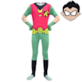Miniatyrbild 6 av 7: Teen Titans Robin Barn Cosplay Kostym Jumpsuit Kappa Masker Uppsättning Halloween 120cm