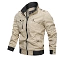 Miniatyrbild 1 av 2: Lättvikts Zip Up Jacka för Män, Bomullsjacka, Casual, Arbetskläder, Golfkläder Khaki 3XL