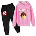 Miniatyrbild 1 av 3: Barnens Roblox Tryckt Cartoon Tracksuit Hoodie Sweatshirt Långa Byxor Pink 140cm