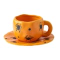 Halloween Kaffemugg 320ml Keramik Spöklik Spindelstil med Fat
