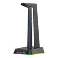 Hörlursställ med RGB-belysning, USB-hubb, halkfri bas, svart
