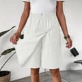 2026 Nye afslappede lommeskorts til kvinder (shorts-nederdel) Ivory White S