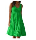 Sommarklänning dam lös passform volang mini strand casual semester Green L