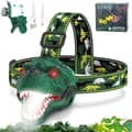 1 stk, LED-hodelykt, brølende dinosaurhodelykt, USB oppladbart lys, 90° roterende hodelykt, hjemmedekorasjonshodelykt, den beste gaven Green