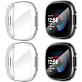 Miniatyrbilde 1 av 8: 4-pakning etui for Fitbit Versa 4/Sense 2 skjermbeskytter, HD støtsikkert mykt TPU-etui med fullstendig beskyttelse for Fitbit Versa Clear+Clear+Clear+Clear
