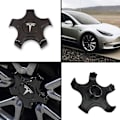 Miniatyrbilde 3 av 5: 4-pakning svarte og hvite Tesla Model 3 navkapsler for Aero H