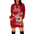 Miniatyrbillede 1 af 4: Jule Kvinde Mode Ren Jule Sweater Kjole Hættetrøjer Fest rød 3XL red