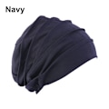 Miniatyrbilde 2 av 5: Muslimsk turbanhatt for kvinner, hijab, myk bomullshodeplagg, elastisk sove-kemo-lue, hårtap hodeskjerf, varme vinterluer navy