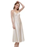 Satin Nattlinne Silke Nattlinne för Kvinnor V-ringad champagne champagne L