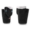 Varma Stickade Vantar Flip Konvertibla Fingerlösa Varma Polar Fleece-vantar black