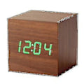Miniatyrbillede 1 af 4: Gingko Cube LED Click Clock Vækkeur med Lydaktivering (Tid, Dato og Temperatur) Flere Farver Brown green