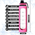 Pikkukuva 2 / 5: 946 ml lasipullo aikatarkistusmuistutuksella, 1 litran lasipullo, BPA-vapaa, (vaaleanpunainen suojus) Pink