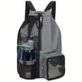 Mesh Dragsko Simväska med Våtfack — Strand- & Gymryggsäck (Bästsäljare)(20-35L) grey