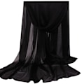 Miniatyrbillede 2 af 2: Kvinders ren transparent chiffon tørklæde elegant banket Sort Black 165*85cm