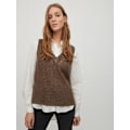 Miniatyrbilde 1 av 4: VILA Strikket Slipover Vest for Kvinner V-Hals Genser Basic Ermeløs VIRIL NEW Brown-3 Brown-3 Brown-3 XS