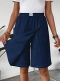 2026 Nye afslappede lommeskorts til kvinder (shorts-nederdel) Dark blue M