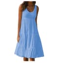 Sommarklänning dam lös passform volang mini strand casual semester Sky blue XL