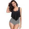 Dam Ruffle Tankini Bikini Set Hög Midja Baddräkt Badkläder Strandkläder D D S