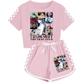 Miniatyrbild 2 av 2: 7-14 år flickors Taylor Swift avslappnad T-shirt toppar shorts set pyjamas hemkläder sportkläder kostymer kläder rosa pink 140cm