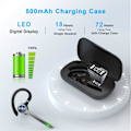Miniatyrbilde 2 av 5: Bluetooth-hodetelefoner, trådløse Bluetooth-øretelefoner med 500mAh ladeetui, 72 timers taletid, innebygd mikrofon for iOS Android-telefoner, V5.1 Han