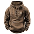 Miniatyrbillede 1 af 7: Herremode Casual Strop Top Lomme Ensfarvet Hættetrøje Langærmet Top Khaki Khaki L